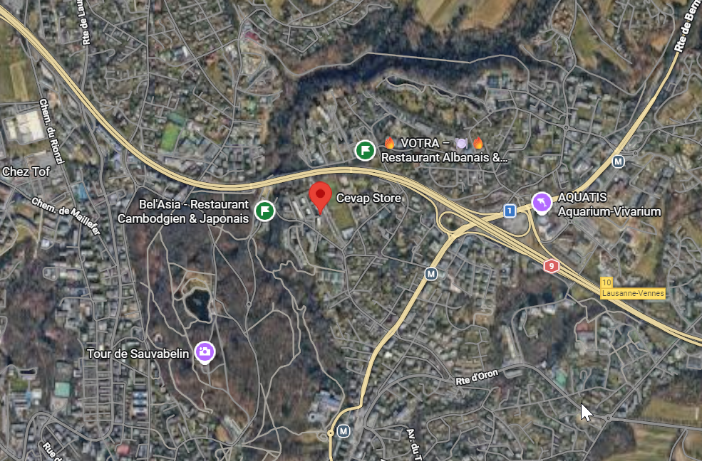 Emplacement géographique du Cevap Store à Lausanne.